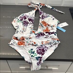 Cupshe Floral One-Piece Plunge Swimsuit